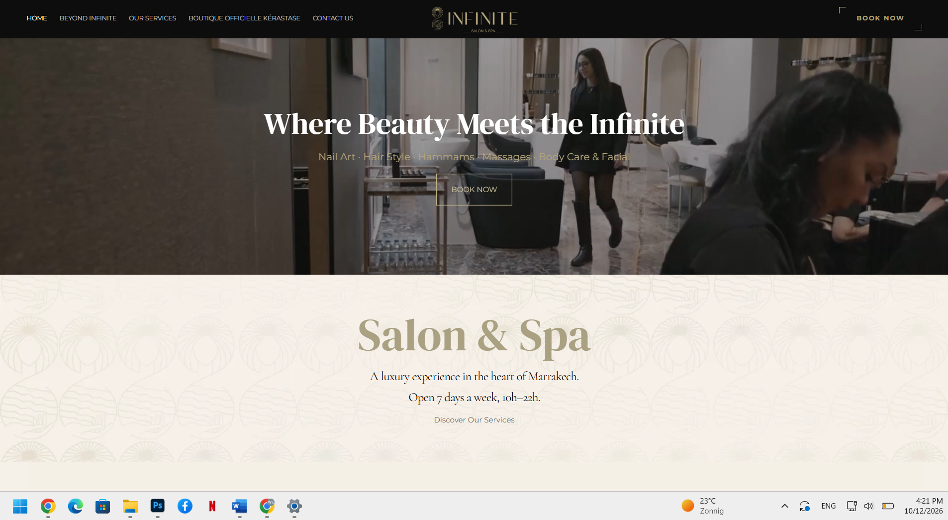 Capture du site Infinity