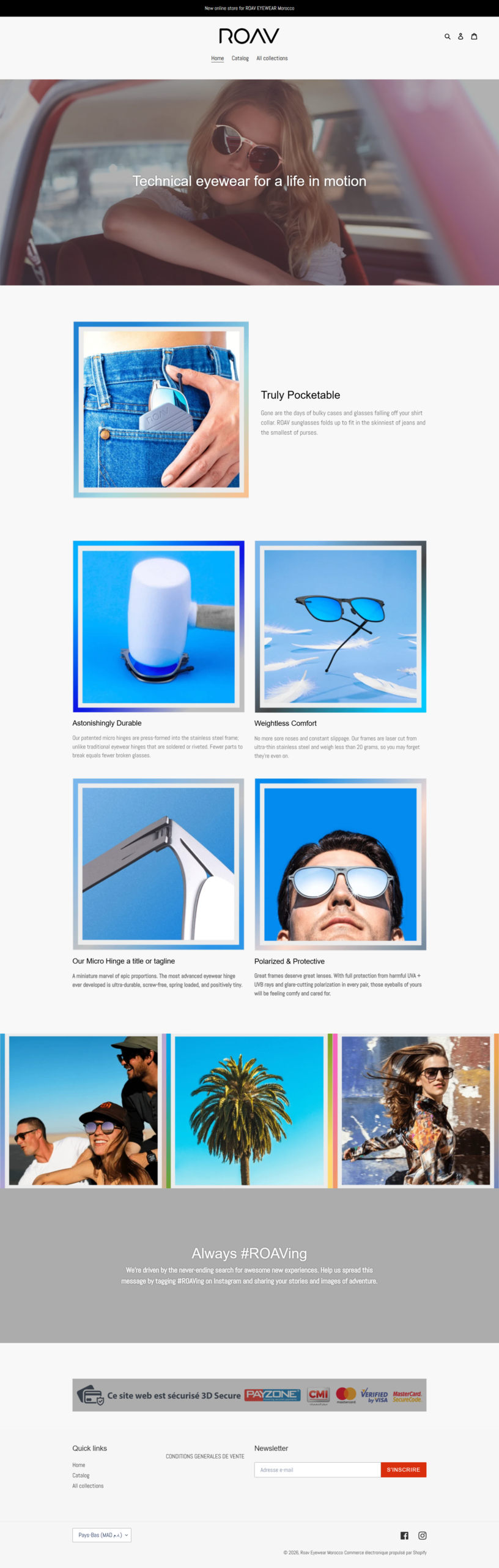 Capture du site Roave Eyewear